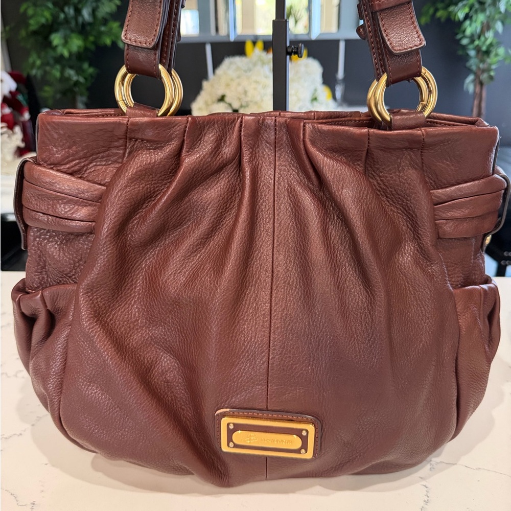B Makowsky Brown Leather Shoulder Bag
